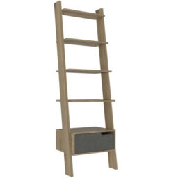 Core Products Manhattan Tall Ladder Bookcase - Bleached Pine And Stone Effect, H178.6Cm X W56.0Cm X D39.0Cm
