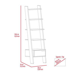 Core Products Manhattan Tall Ladder Bookcase - Bleached Pine And Stone Effect, H178.6Cm X W56.0Cm X D39.0Cm - thumbnail 5