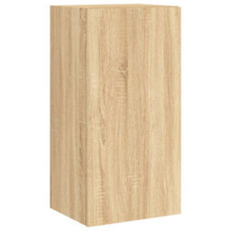Berkfield 4 Piece Tv Wall Cabinets With Led Lights Sonoma Oak - thumbnail 9