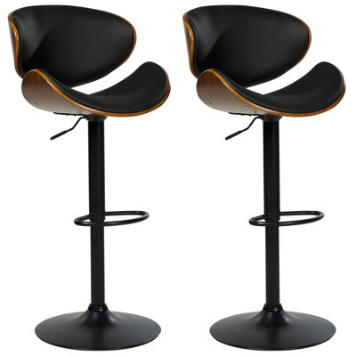 Beliani Set Of 2 Bar Chairs Rotterdam Ii Faux Leather Swivel Black - image 1