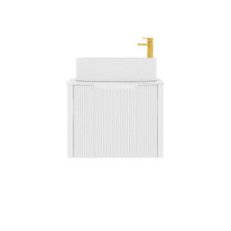 Royal Bathrooms Avenza 600mm Matt White Wall Hung Bathroom Countertop Vanity Unit 1 Drawer With Peak Basin - thumbnail 6