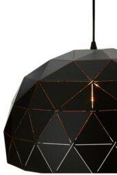Orsina Medium Dome Pendant Light, Black & Copper Ceiling Light For Kitchen & Dining, Geometric Steel Hanging Lamp - thumbnail 4