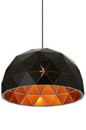 Orsina Medium Dome Pendant Light, Black & Copper Ceiling Light For Kitchen & Dining, Geometric Steel Hanging Lamp - thumbnail 5