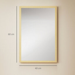 Homcom 60X40Cm Wall Bathroom Mirror For Home Decor, Vanity Mirror, Natural - thumbnail 3