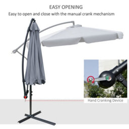 Outsunny 2.7M Garden Cantilever Banana Parasol Sun Shade W/ Crank, Dark Grey - thumbnail 4