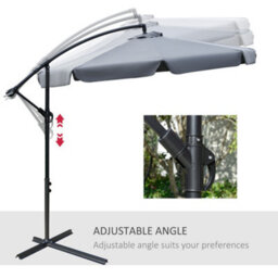 Outsunny 2.7M Garden Cantilever Banana Parasol Sun Shade W/ Crank, Dark Grey - thumbnail 5