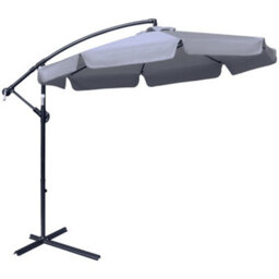 Outsunny 2.7M Garden Cantilever Banana Parasol Sun Shade W/ Crank, Dark Grey - thumbnail 2