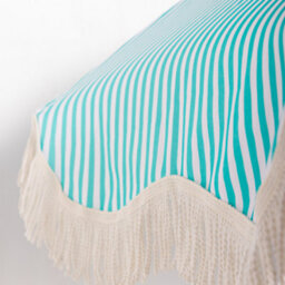 Gardenkraft 2M Coastal Striped Outdoor Garden Parasol - Teal - thumbnail 3