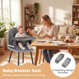 Gainoom 9-In-1 Convertible High Chair Dark Grey For Babies And Toddlers Baby Booster Seat With Waterproof Seat Cushion - thumbnail 7