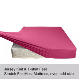 Ameha 100% Cotton Jersey Fitted Sheet Pink Soft Anti Allergy 30Cm Extra Deep Easy Care King Bed Sheets 150 X 200 Cm - thumbnail 5