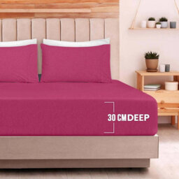 Ameha 100% Cotton Jersey Fitted Sheet Pink Soft Anti Allergy 30Cm Extra Deep Easy Care King Bed Sheets 150 X 200 Cm - thumbnail 7