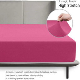 Ameha 100% Cotton Jersey Fitted Sheet Pink Soft Anti Allergy 30Cm Extra Deep Easy Care King Bed Sheets 150 X 200 Cm - thumbnail 8