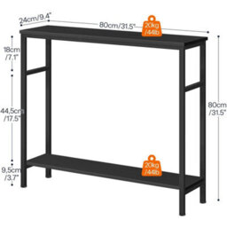 80X24X80Cm Black Hallway Console Side Sofa Table - thumbnail 2