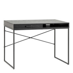 Wyld Haus El Paso Black 1-Drawer Wooden Office Desk With Matte Laminate Top And Powder-Coated Sledge Base - thumbnail 4