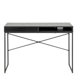 Wyld Haus El Paso Black 1-Drawer Wooden Office Desk With Matte Laminate Top And Powder-Coated Sledge Base - thumbnail 3