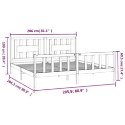 Berkfield Bed Frame With Headboard Black Solid Wood Pine 200X200 Cm - thumbnail 6