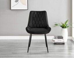 Furniturebox Carson Small 2 Seater White Marble Effect Square Scratch Resistant Dining Table With 2 Black Pesaro Velvet Black Leg Chairs - thumbnail 6