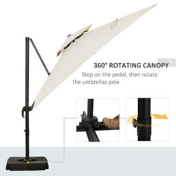 Outsunny 360 Degree Cantilever Parasol Roma Umbrella With Base Weight, Beige - thumbnail 5