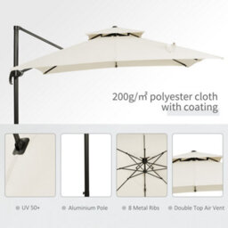 Outsunny 360 Degree Cantilever Parasol Roma Umbrella With Base Weight, Beige - thumbnail 6