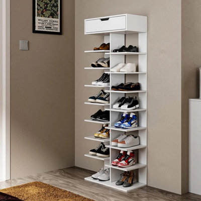 9 Tiers Shoe Storage Rack Standing Cabinet Footwear Organizer Narrow Shelf Wood - image 1