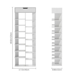 9 Tiers Shoe Storage Rack Standing Cabinet Footwear Organizer Narrow Shelf Wood - thumbnail 2