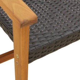 Garden Chairs 2 Pcs Black Poly Rattan And Acacia Wood - thumbnail 7