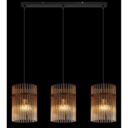 Luminosa Lighting Luminosa Gorley Bar Pendant Ceiling Light Matt Black Amber Glass Shade 3X E27 - thumbnail 5