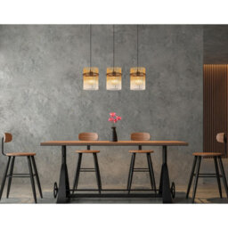 Luminosa Lighting Luminosa Gorley Bar Pendant Ceiling Light Matt Black Amber Glass Shade 3X E27 - thumbnail 7