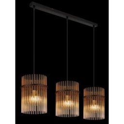 Luminosa Lighting Luminosa Gorley Bar Pendant Ceiling Light Matt Black Amber Glass Shade 3X E27 - thumbnail 4