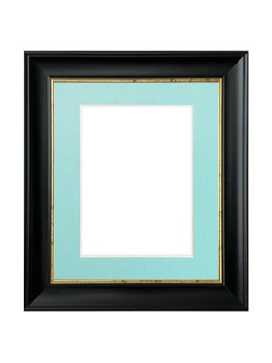 Frames By Post Scandi Black With Crackle Gold Frame With Blue Mount For Image Size 7 X 5 Inch - image 1
