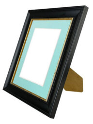 Frames By Post Scandi Black With Crackle Gold Frame With Blue Mount For Image Size 7 X 5 Inch - thumbnail 4