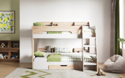 Flair Flick Bunk Bed With Shelves And Drawer - Oak - thumbnail 2