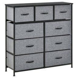 Wyld Haus Molisa 9-Drawer Fabric Dresser With Engineered Wood Top, Steel Frame, Black & Grey - thumbnail 2