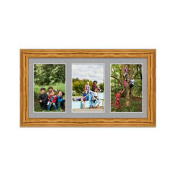 AK Frames 40X20Cm Oak Classic Multi Photo Frame With Silver Mount - Holds 3 Apertures (3X) 6X4 Photos