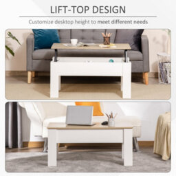 Wyld Haus Lirifi Nono Lift-Top Coffee Table With Hidden Storage, White And Oak-Effect, 100 X 50 X 45 Cm - thumbnail 5