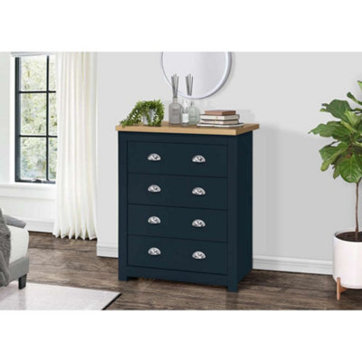Birlea Highgate 4 Drawer Chest Navy Blue & Oak - image 1