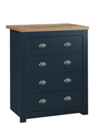 Birlea Highgate 4 Drawer Chest Navy Blue & Oak - thumbnail 3