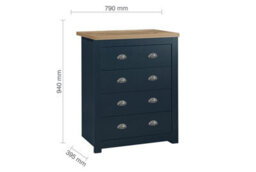 Birlea Highgate 4 Drawer Chest Navy Blue & Oak - thumbnail 7
