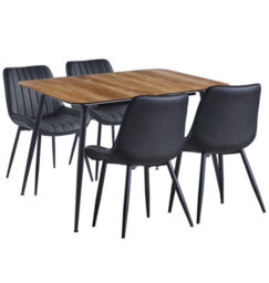 Hallowood Furniture Cullompton Large Extending Dining Table With 4 Black Bonded Leather Chairs - thumbnail 8