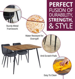 Hallowood Furniture Cullompton Large Extending Dining Table With 4 Black Bonded Leather Chairs - thumbnail 2