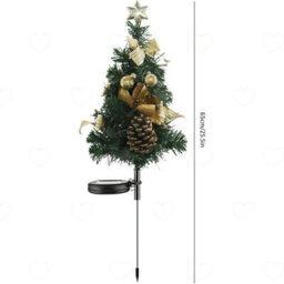 Amorly 2Pcs Solar Christmas Yard Decorations, Waterproof Led Xmas Tree Pathway Stake Light, Solar Operated Decorative Lighting For Garden - thumbnail 2