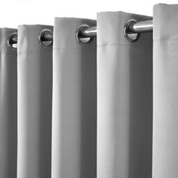 "Ohs Eyelet Blackout Curtains Set Of 2 Thermal Ring Top Window Treatment Panels - Silver, Width 66"" X Drop 90""" - thumbnail 3
