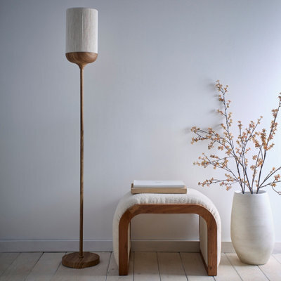 K Living Carrick Wood Printed Meta Floor Lamp With Natural Cotton Lamp Shade - image 1