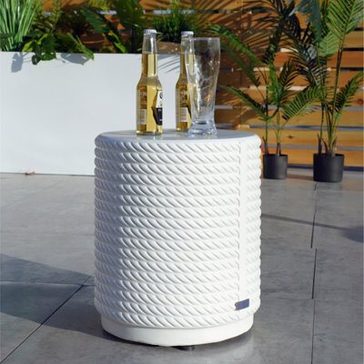 Abrihome Outdoor Garden Concrete Round Side Table, White Bistro Table - image 1
