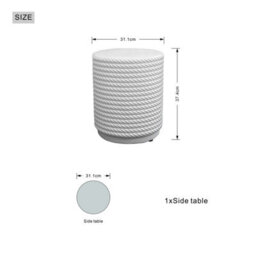 Abrihome Outdoor Garden Concrete Round Side Table, White Bistro Table - thumbnail 3