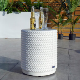 Abrihome Outdoor Garden Concrete Round Side Table, White Bistro Table - thumbnail 1
