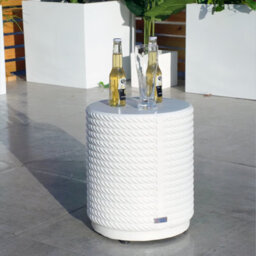 Abrihome Outdoor Garden Concrete Round Side Table, White Bistro Table - thumbnail 7