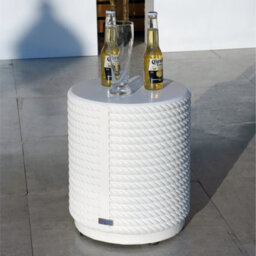 Abrihome Outdoor Garden Concrete Round Side Table, White Bistro Table - thumbnail 5