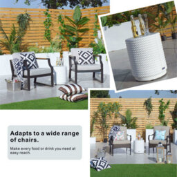 Abrihome Outdoor Garden Concrete Round Side Table, White Bistro Table - thumbnail 8