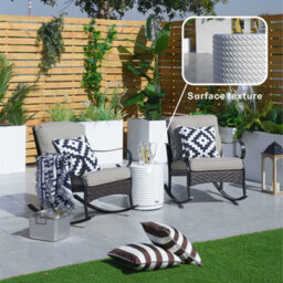Abrihome Outdoor Garden Concrete Round Side Table, White Bistro Table - thumbnail 9
